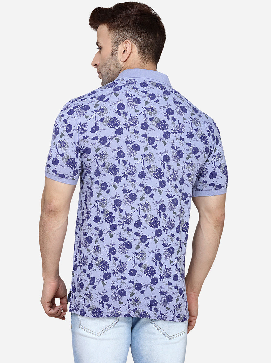 Purple Printed Slim Fit Polo T-Shirt | JadeBlue Sport