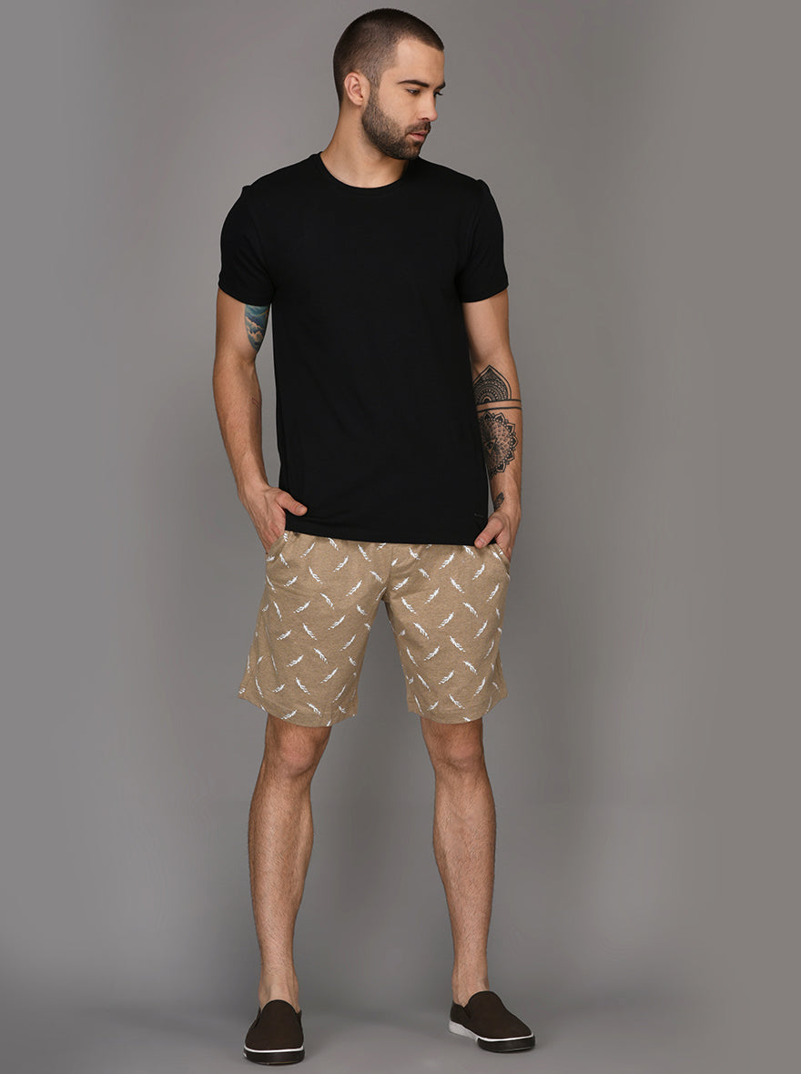 JadeBlue Beige Printed Shorts