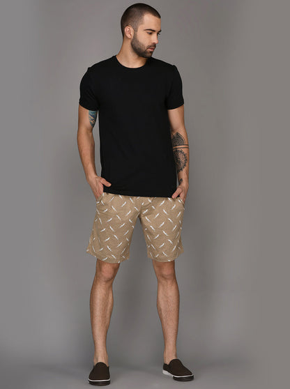 JadeBlue Beige Printed Shorts