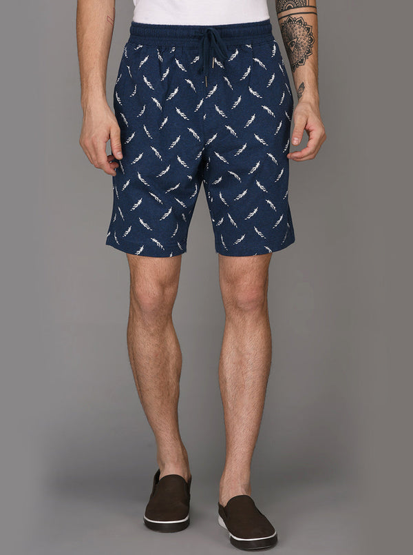 JadeBlue Blue Melange Printed Shorts