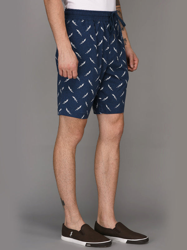 JadeBlue Blue Melange Printed Shorts