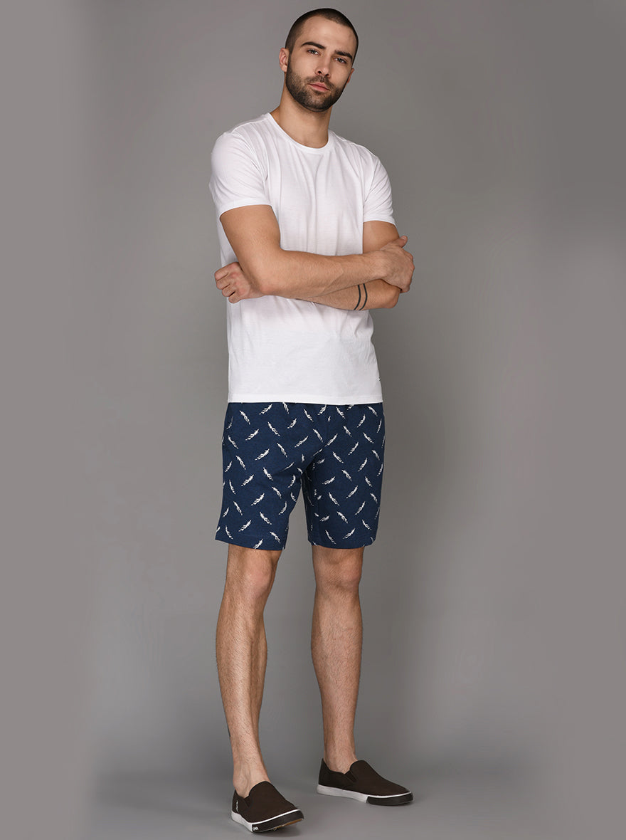 JadeBlue Blue Melange Printed Shorts