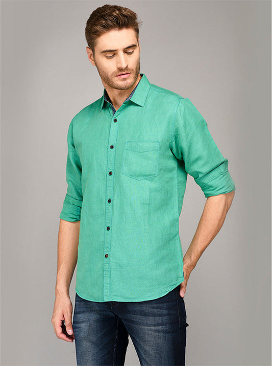 JB Sport Sea Green Slim Fit Casual Shirt