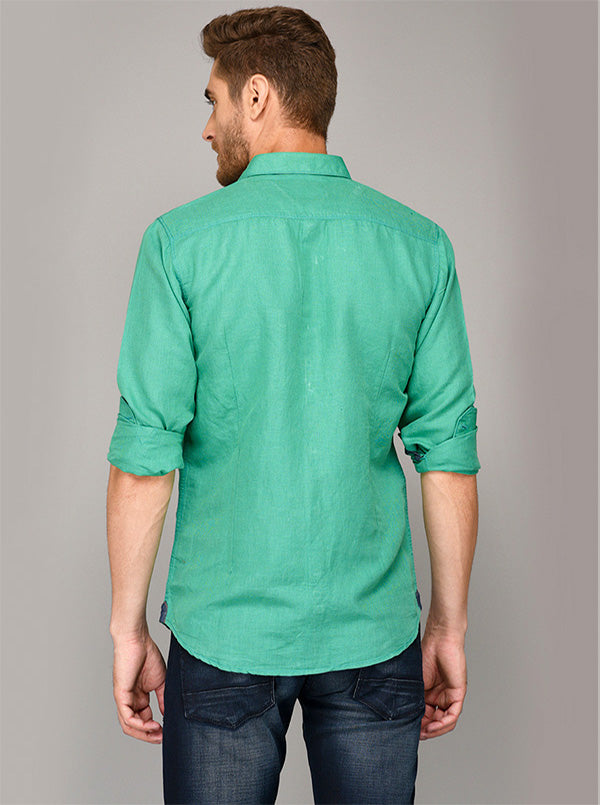 JB Sport Sea Green Slim Fit Casual Shirt