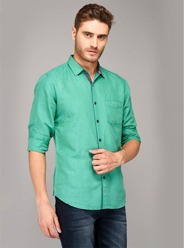 JB Sport Sea Green Slim Fit Casual Shirt