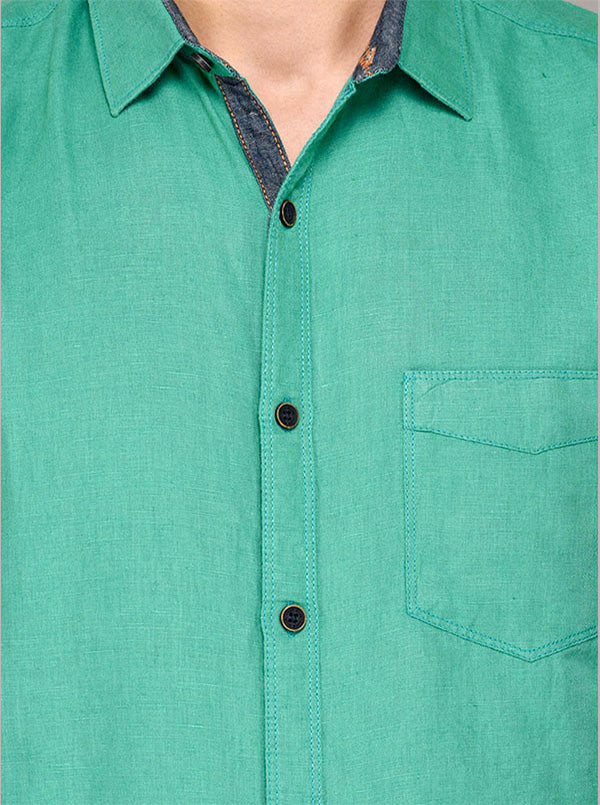 JB Sport Sea Green Slim Fit Casual Shirt