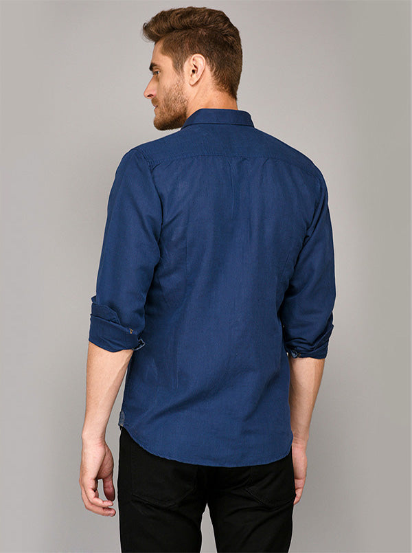 JB Sport Navy Blue Slim Fit Casual Shirt