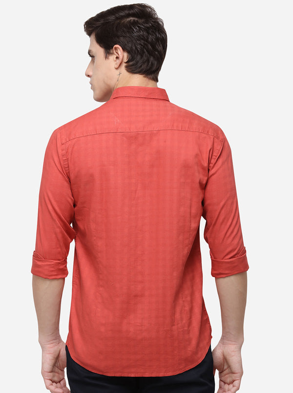 Paprika Red Solid Tailored Fit Casual Shirt | JB Sport