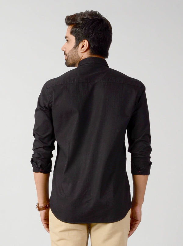 Black Solid Slim Fit Casual Shirt | JB Sport