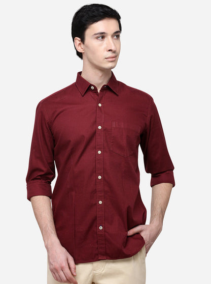 Maroon Tailored Fit Striped Casual Shirt | JB Sport
