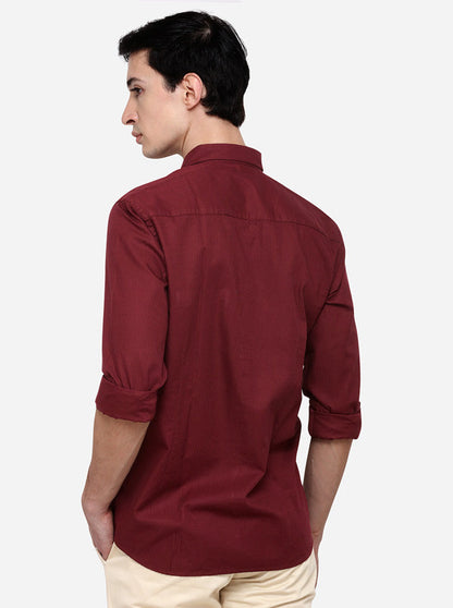 Maroon Tailored Fit Striped Casual Shirt | JB Sport