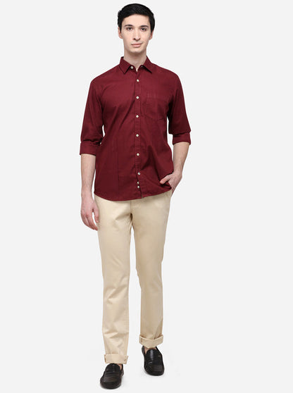 Maroon Tailored Fit Striped Casual Shirt | JB Sport
