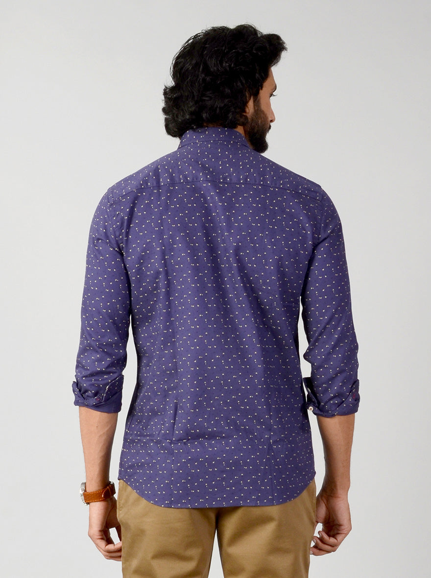 Astral Blue Printed Slim Fit Casual Shirt | JB Sport