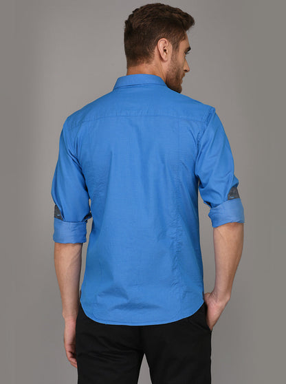Greenfibre Blue Slim Fit Casual Shirt