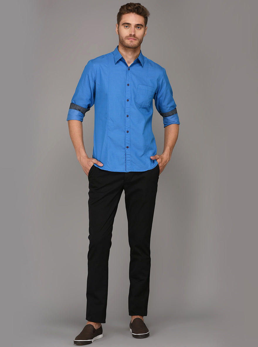 Greenfibre Blue Slim Fit Casual Shirt