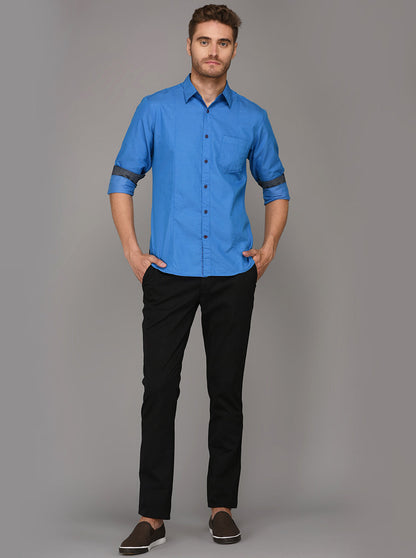 Greenfibre Blue Slim Fit Casual Shirt