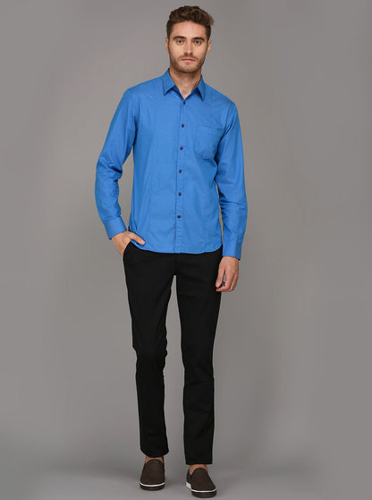 Greenfibre Blue Slim Fit Casual Shirt