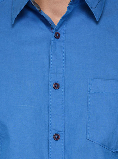 Greenfibre Blue Slim Fit Casual Shirt