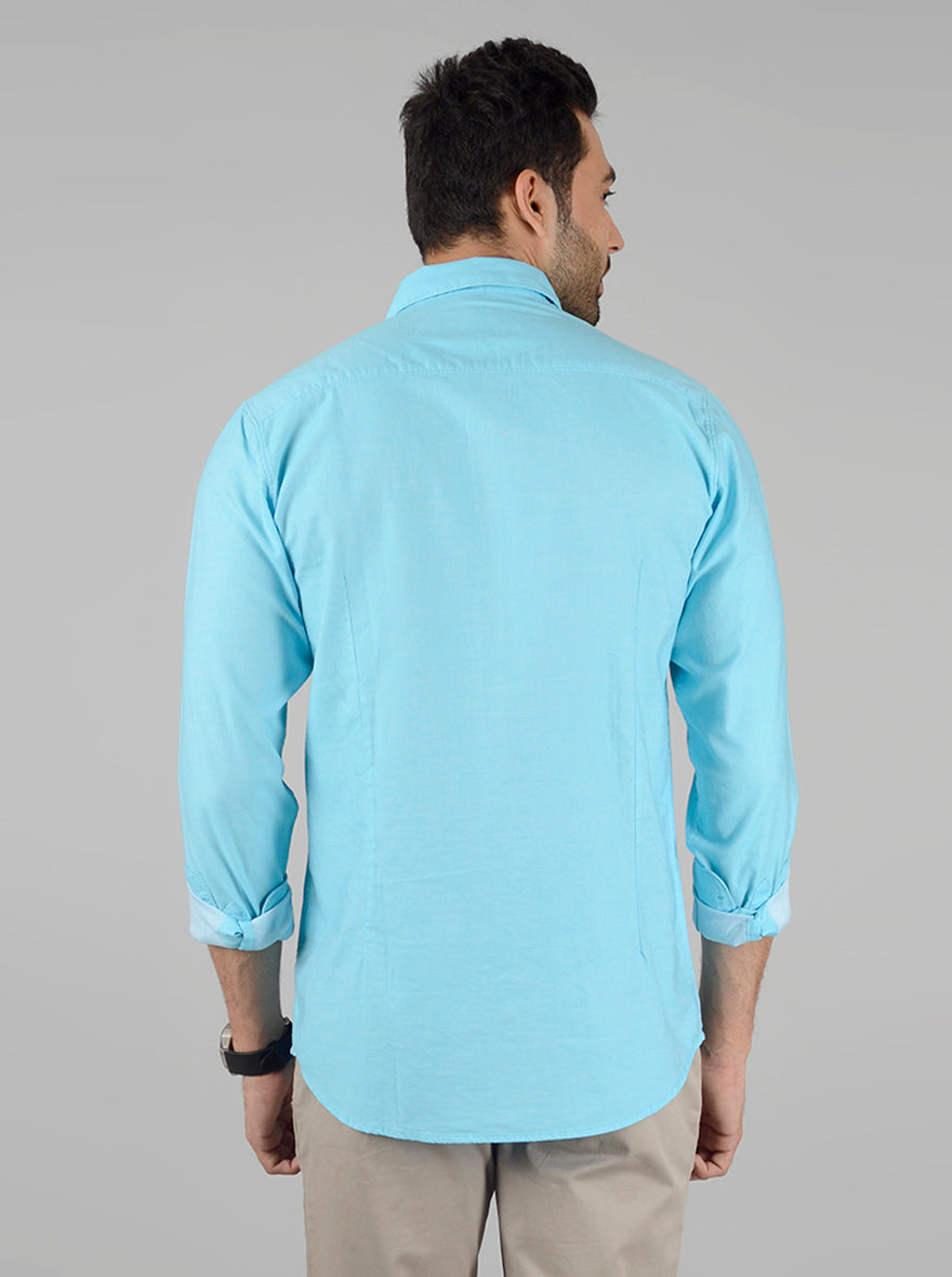 Light Blue Solid Slim Fit Casual Shirt | JB Sport