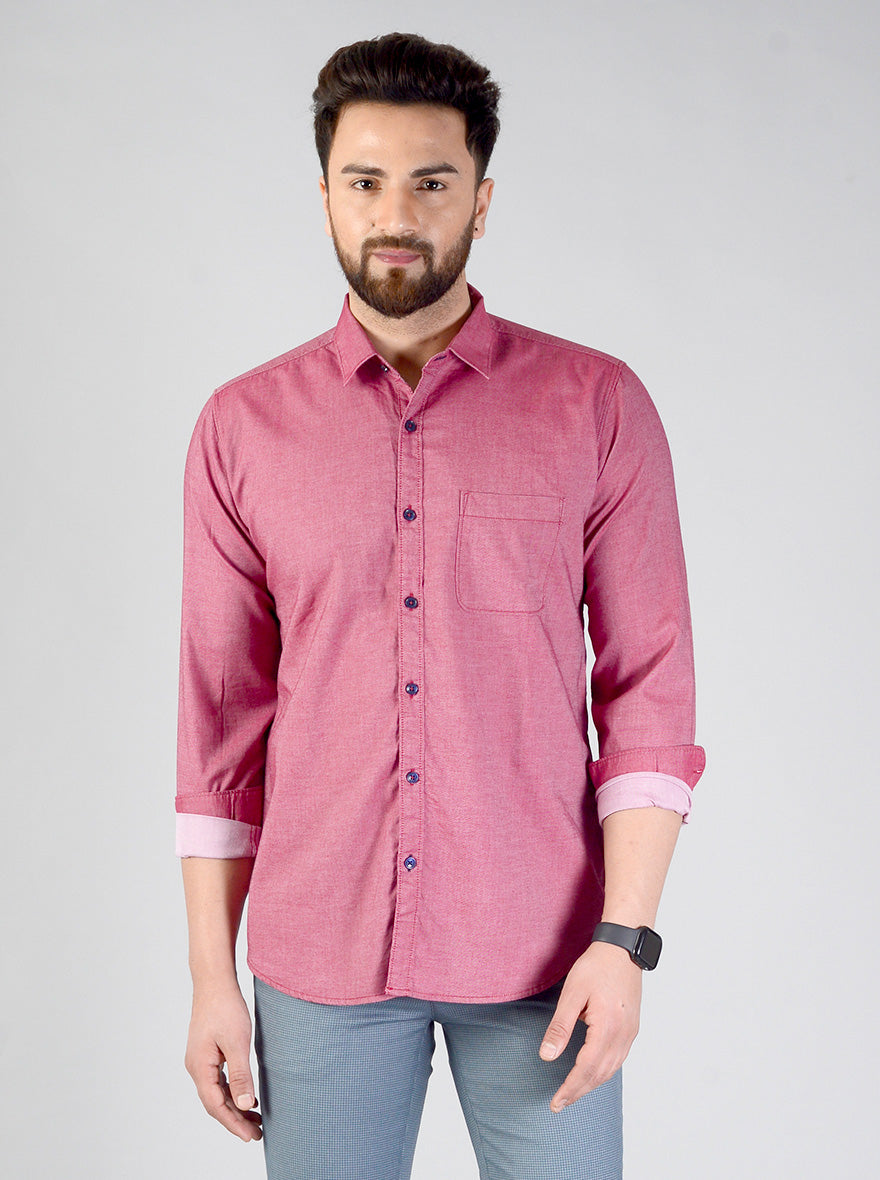 Earthy Pink Solid Slim Fit Casual Shirt | JB Sport