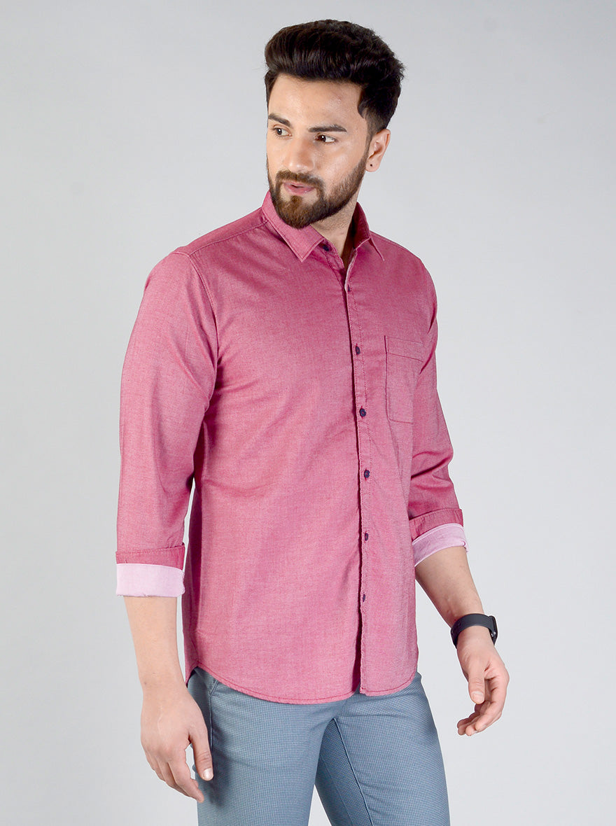 Earthy Pink Solid Slim Fit Casual Shirt | JB Sport