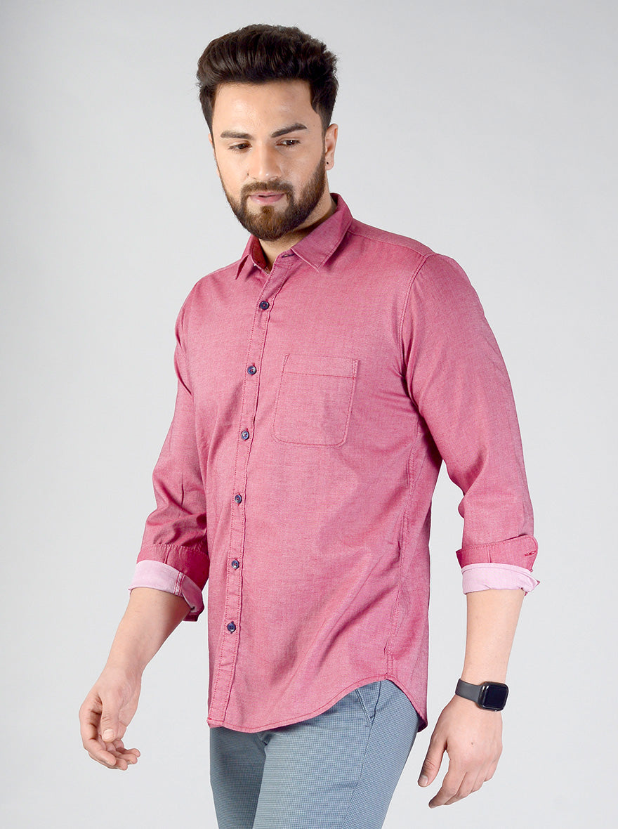 Earthy Pink Solid Slim Fit Casual Shirt | JB Sport