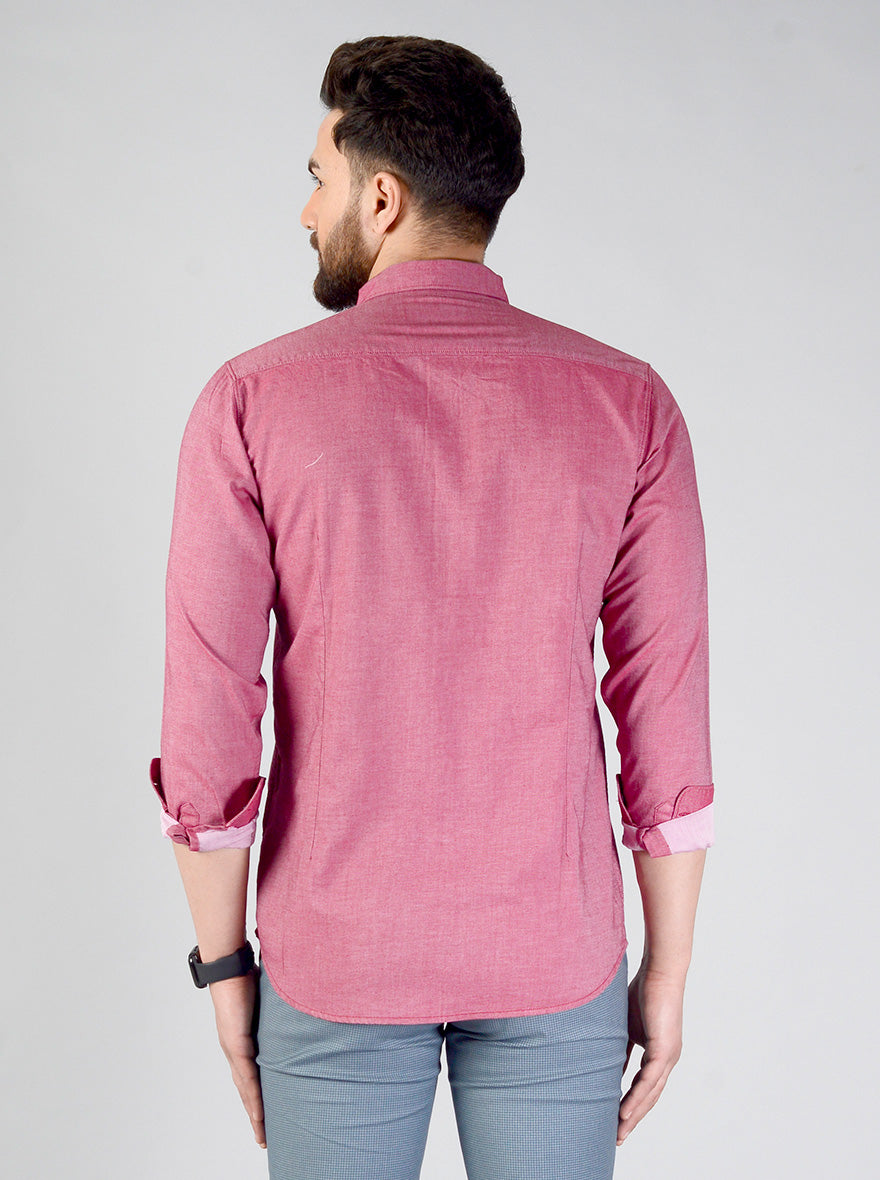 Earthy Pink Solid Slim Fit Casual Shirt | JB Sport