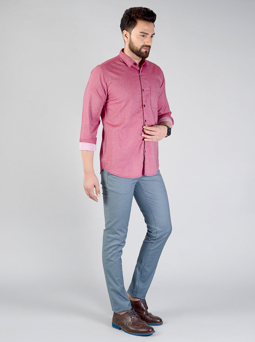 Earthy Pink Solid Slim Fit Casual Shirt | JB Sport