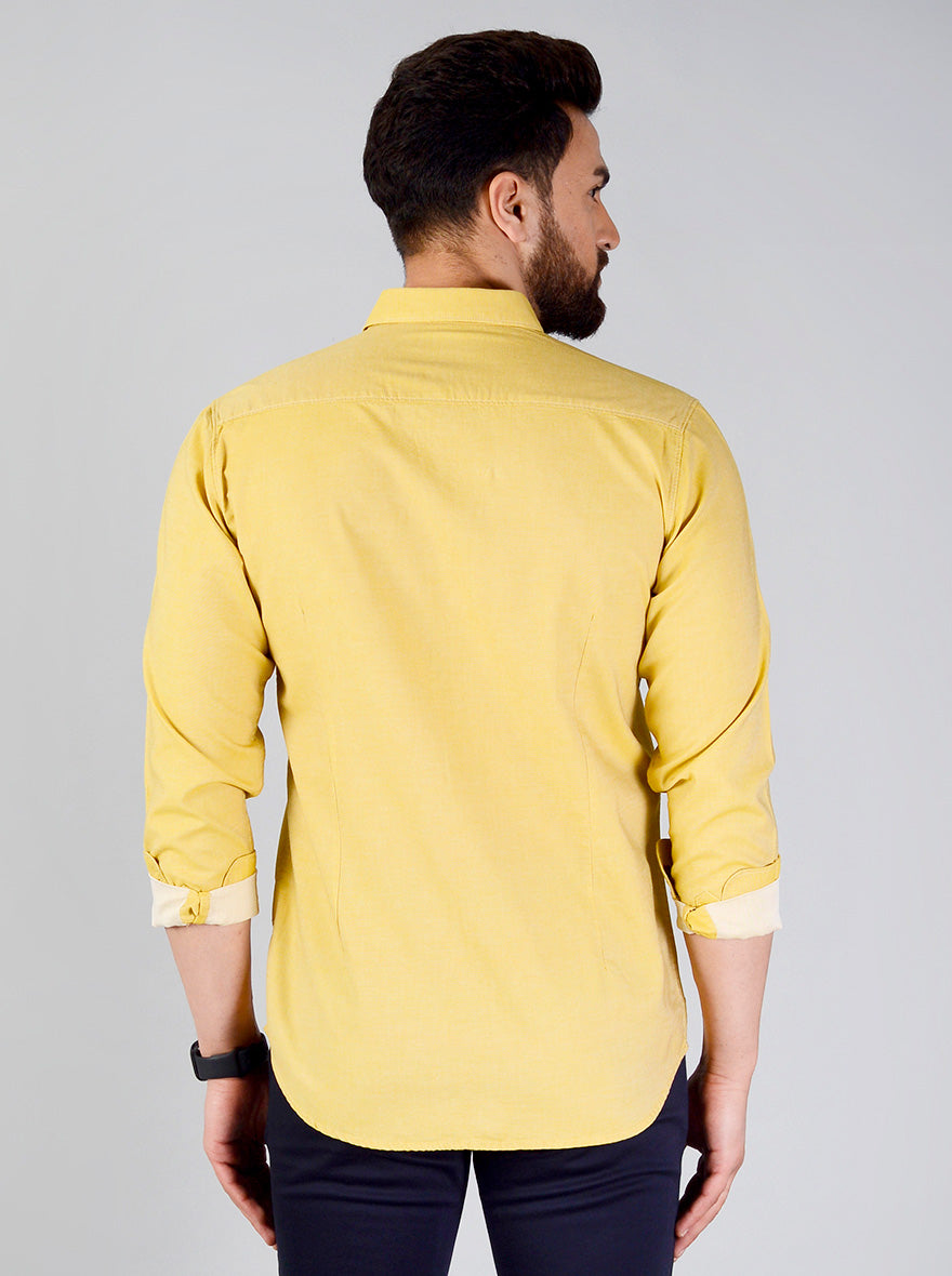 Lemon Yellow Solid Slim Fit Casual Shirt | JB Sport