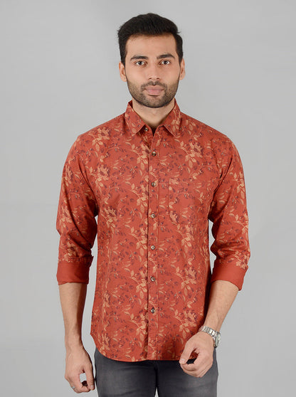 Red Printed Slim Fit Casual Shirt | JB Sport