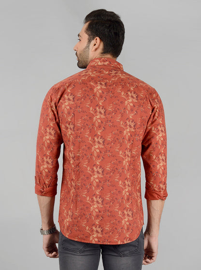 Red Printed Slim Fit Casual Shirt | JB Sport