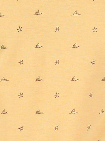 Yellow Printed Slim Fit Polo T-Shirt | Greenfibre