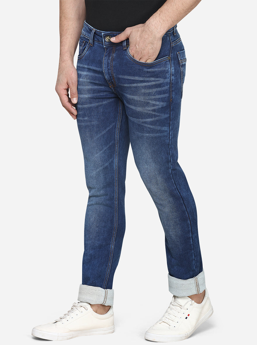 Ocean Blue Washed Narrow Fit Jeans | Greenfibre