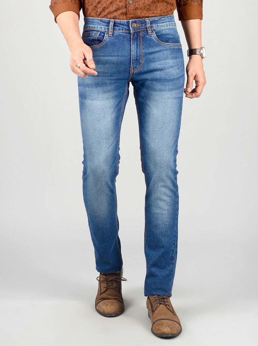 Blue Washed Narrow Fit Jeans | Greenfibre