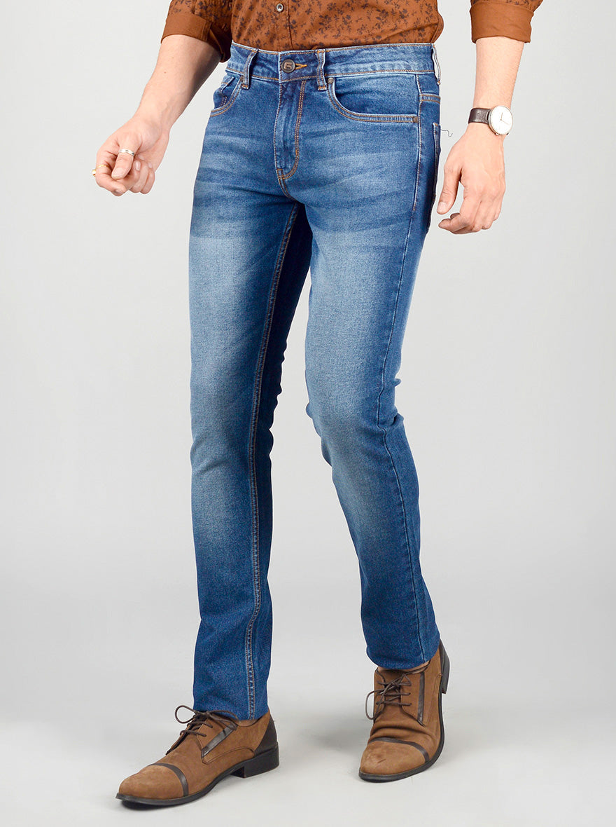 Blue Washed Narrow Fit Jeans | Greenfibre