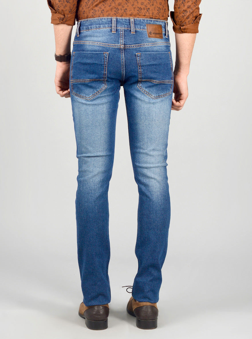 Blue Washed Narrow Fit Jeans | Greenfibre