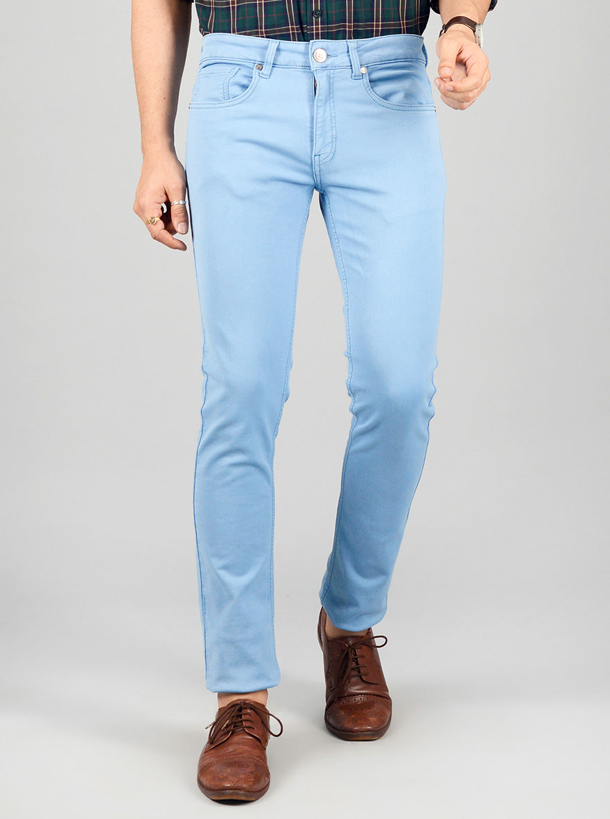 Air Blue Solid Narrow Fit Jeans | Greenfibre