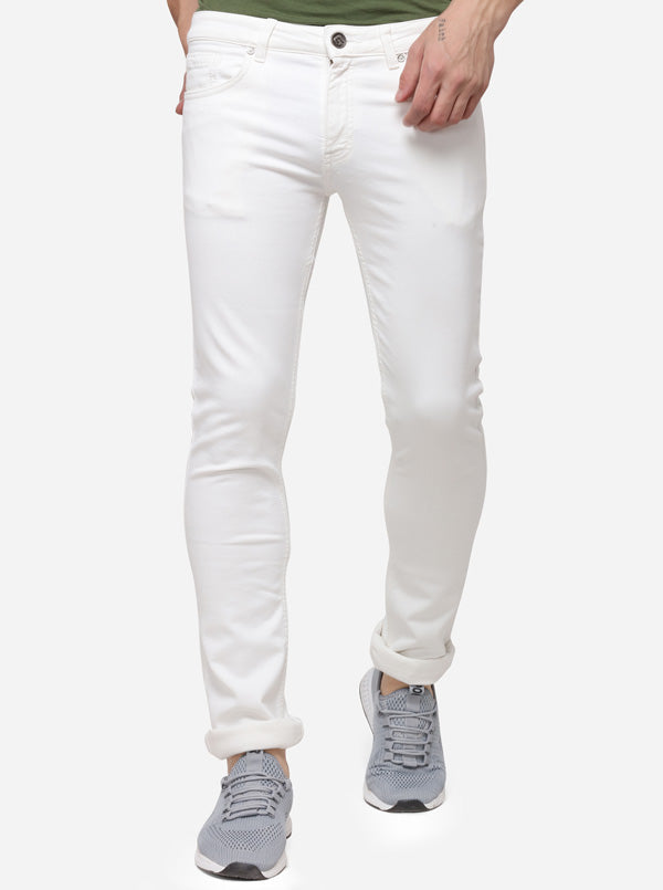 White Solid Narrow Fit Jeans | Greenfibre