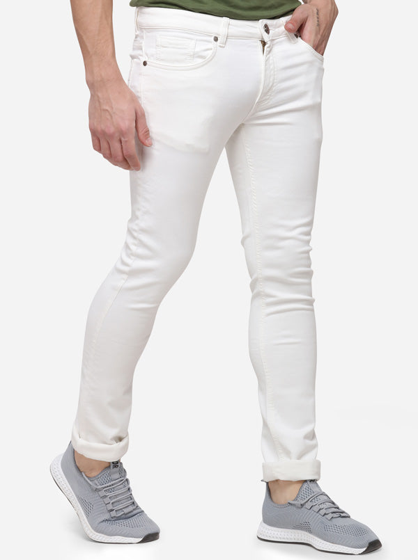 White Solid Narrow Fit Jeans | Greenfibre