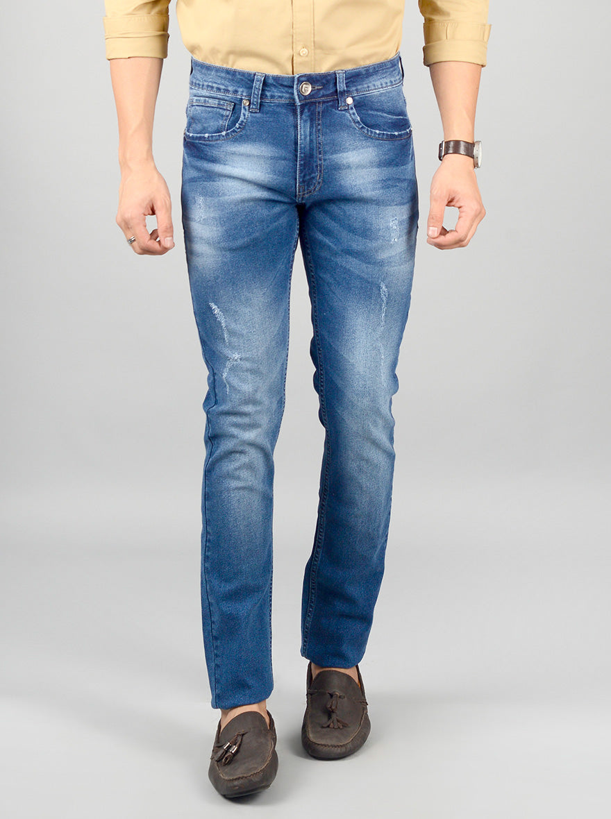 Blue Washed Narrow Fit Jeans | Greenfibre