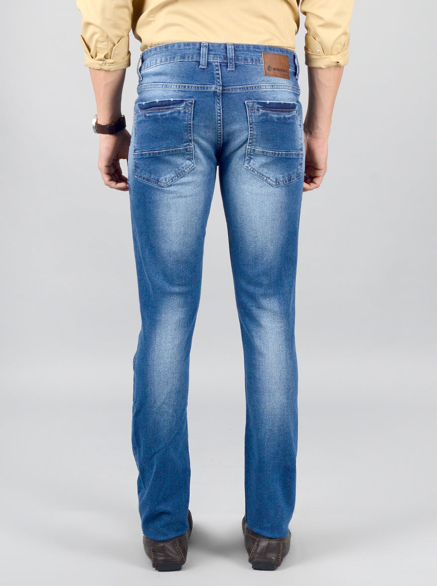 Blue Washed Narrow Fit Jeans | Greenfibre