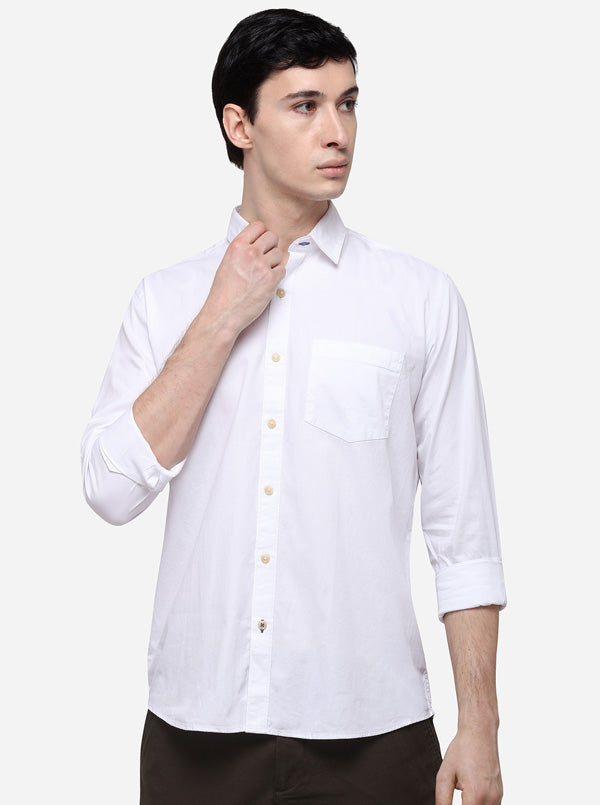 White Tailored Fit Solid Casual Shirt | JB Sport