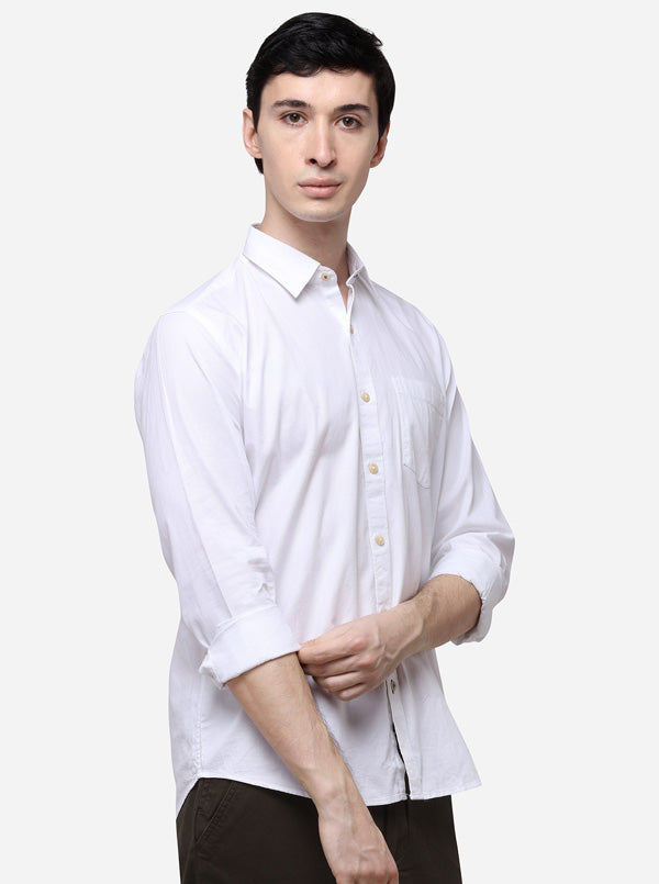 White Tailored Fit Solid Casual Shirt | JB Sport