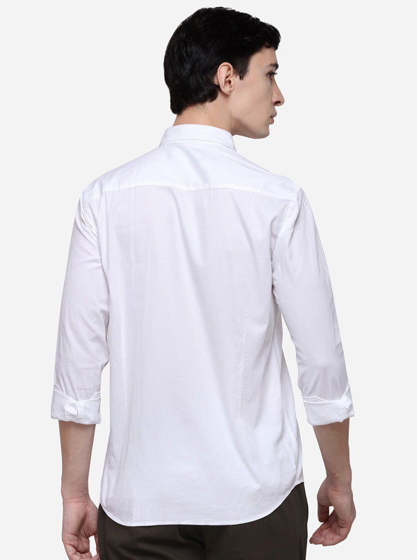 White Tailored Fit Solid Casual Shirt | JB Sport