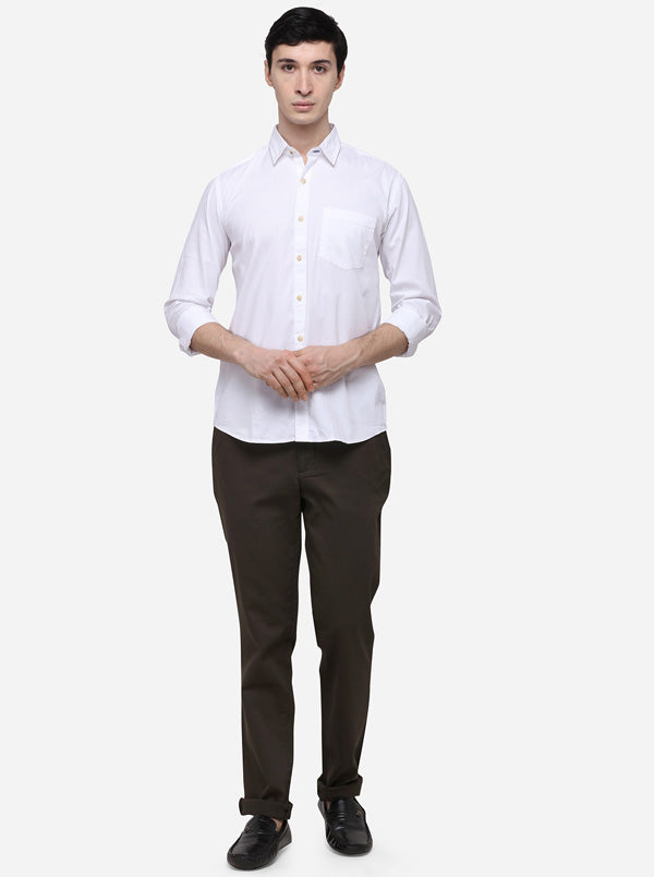 White Tailored Fit Solid Casual Shirt | JB Sport