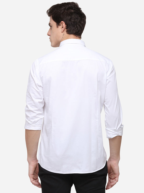 White Tailored Fit Solid Casual Shirt | JB Sport