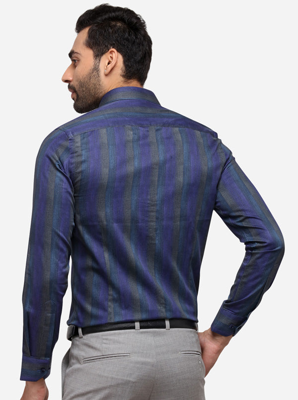 Violet Striped Slim Fit Party Wear Shirt | Wyre