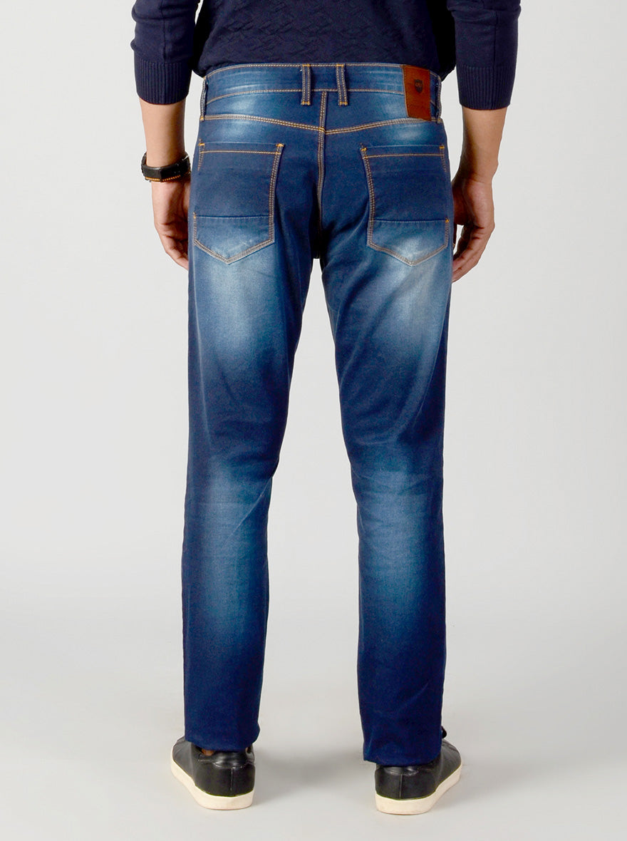 Dark Blue Washed Slim Fit Jeans | JB Sport