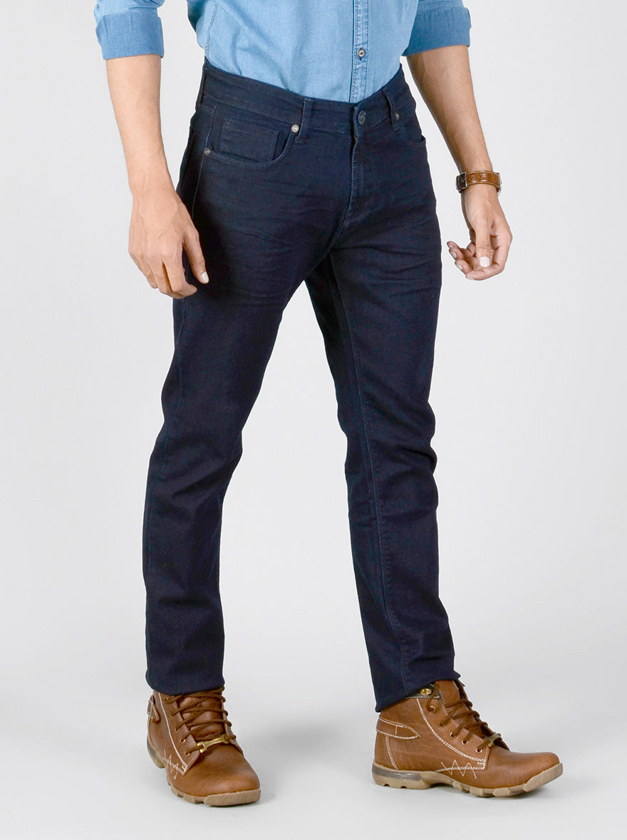 Night Blue Solid Slim Fit Jeans | JB Sport