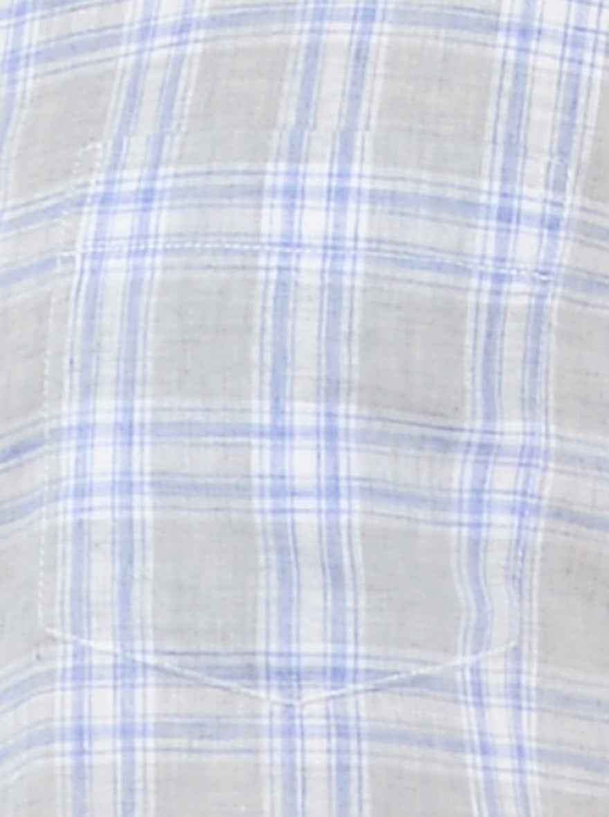 Flint Grey Checked Slim Fit Casual Shirt | Greenfibre